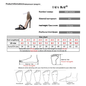 LALA IKAI kadın Yaz Sivri Sandalet Metal Yılan Dekorasyon Stiletto Yüksek Topuklu Burnu açık Bayan ayakkabıları Büyük Boy C10202-5