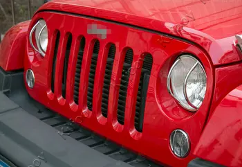 Dış Metal + ABS Araba Ön + arka ışık lamba çerçevesi gaz deposu kapağı hava girişi Kapak Trim ıçin Jeep Wrangler 2011-2017